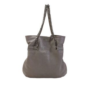 Treesje Womens Leather Chain Strap Shoulder Bag Handbag Gray